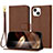 Leather Case Stands Flip Cover Holder Y09X for Apple iPhone 14 Plus Brown