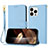 Leather Case Stands Flip Cover Holder Y09X for Apple iPhone 14 Pro Blue