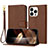 Leather Case Stands Flip Cover Holder Y09X for Apple iPhone 14 Pro Max Brown