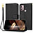 Leather Case Stands Flip Cover Holder Y09X for Motorola Moto G10 Black