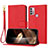 Leather Case Stands Flip Cover Holder Y09X for Motorola Moto G10 Red