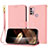 Leather Case Stands Flip Cover Holder Y09X for Motorola Moto G10 Rose Gold