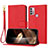Leather Case Stands Flip Cover Holder Y09X for Motorola Moto G20 Red
