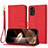 Leather Case Stands Flip Cover Holder Y09X for Motorola Moto G22 Red