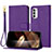 Leather Case Stands Flip Cover Holder Y09X for Motorola Moto G31 Purple