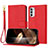 Leather Case Stands Flip Cover Holder Y09X for Motorola Moto G31 Red