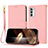 Leather Case Stands Flip Cover Holder Y09X for Motorola Moto G31 Rose Gold