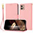 Leather Case Stands Flip Cover Holder Y09X for Motorola Moto G32 Rose Gold