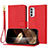 Leather Case Stands Flip Cover Holder Y09X for Motorola Moto G41 Red