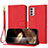 Leather Case Stands Flip Cover Holder Y09X for Motorola Moto G42 Red