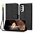 Leather Case Stands Flip Cover Holder Y09X for Motorola MOTO G52 Black