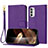 Leather Case Stands Flip Cover Holder Y09X for Motorola Moto G82 5G Purple
