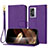 Leather Case Stands Flip Cover Holder Y09X for OnePlus Nord N300 5G Purple