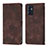 Leather Case Stands Flip Cover Holder YB1 for Oppo Reno6 5G Brown