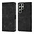 Leather Case Stands Flip Cover Holder YB1 for Samsung Galaxy S22 Ultra 5G Black