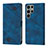 Leather Case Stands Flip Cover Holder YB1 for Samsung Galaxy S23 Ultra 5G Blue