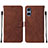 Leather Case Stands Flip Cover Holder YB1 for Sony Xperia 5 V Brown