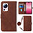 Leather Case Stands Flip Cover Holder YB1 for Xiaomi Mi 12 Lite NE 5G Brown