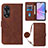 Leather Case Stands Flip Cover Holder YB3 for Oppo A58 5G Brown