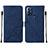Leather Case Stands Flip Cover Holder YB4 for Motorola Moto G Power (2022) Blue