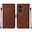 Leather Case Stands Flip Cover Holder YB4 for Oppo A78 5G Brown