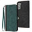 Leather Case Stands Flip Cover Holder YX1 for Samsung Galaxy S21 FE 5G Green