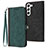 Leather Case Stands Flip Cover Holder YX1 for Samsung Galaxy S22 Plus 5G Green