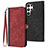 Leather Case Stands Flip Cover Holder YX1 for Samsung Galaxy S22 Ultra 5G Red