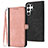 Leather Case Stands Flip Cover Holder YX1 for Samsung Galaxy S22 Ultra 5G Rose Gold