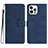 Leather Case Stands Flip Cover Holder YX2 for Apple iPhone 13 Pro Blue