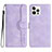 Leather Case Stands Flip Cover Holder YX2 for Apple iPhone 13 Pro Clove Purple