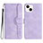 Leather Case Stands Flip Cover Holder YX2 for Apple iPhone 14 Plus Clove Purple