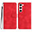 Leather Case Stands Flip Cover Holder YX2 for Samsung Galaxy S22 5G Red