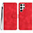 Leather Case Stands Flip Cover Holder YX2 for Samsung Galaxy S22 Ultra 5G Red