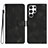 Leather Case Stands Flip Cover Holder YX2 for Samsung Galaxy S23 Ultra 5G Black