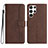 Leather Case Stands Flip Cover Holder YX2 for Samsung Galaxy S25 Ultra 5G Brown