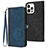 Leather Case Stands Flip Cover Holder YX3 for Apple iPhone 13 Pro Blue