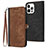 Leather Case Stands Flip Cover Holder YX3 for Apple iPhone 13 Pro Brown