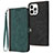 Leather Case Stands Flip Cover Holder YX3 for Apple iPhone 13 Pro Green
