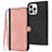 Leather Case Stands Flip Cover Holder YX3 for Apple iPhone 13 Pro Rose Gold