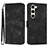 Leather Case Stands Flip Cover Holder YX3 for Samsung Galaxy S22 5G Black