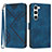 Leather Case Stands Flip Cover Holder YX3 for Samsung Galaxy S22 5G Blue