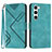 Leather Case Stands Flip Cover Holder YX3 for Samsung Galaxy S22 5G Green