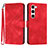 Leather Case Stands Flip Cover Holder YX3 for Samsung Galaxy S22 5G Red
