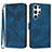 Leather Case Stands Flip Cover Holder YX3 for Samsung Galaxy S22 Ultra 5G Blue