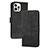 Leather Case Stands Flip Cover Holder YX4 for Apple iPhone 13 Pro Black