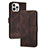 Leather Case Stands Flip Cover Holder YX4 for Apple iPhone 13 Pro Brown