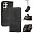 Leather Case Stands Flip Cover Holder YX4 for Samsung Galaxy S22 Ultra 5G Black