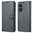 Leather Case Stands Flip Cover Holder YZ5 for Oppo A78 5G Black