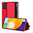 Leather Case Stands Flip Cover Holder ZL1 for Samsung Galaxy A52 5G Red